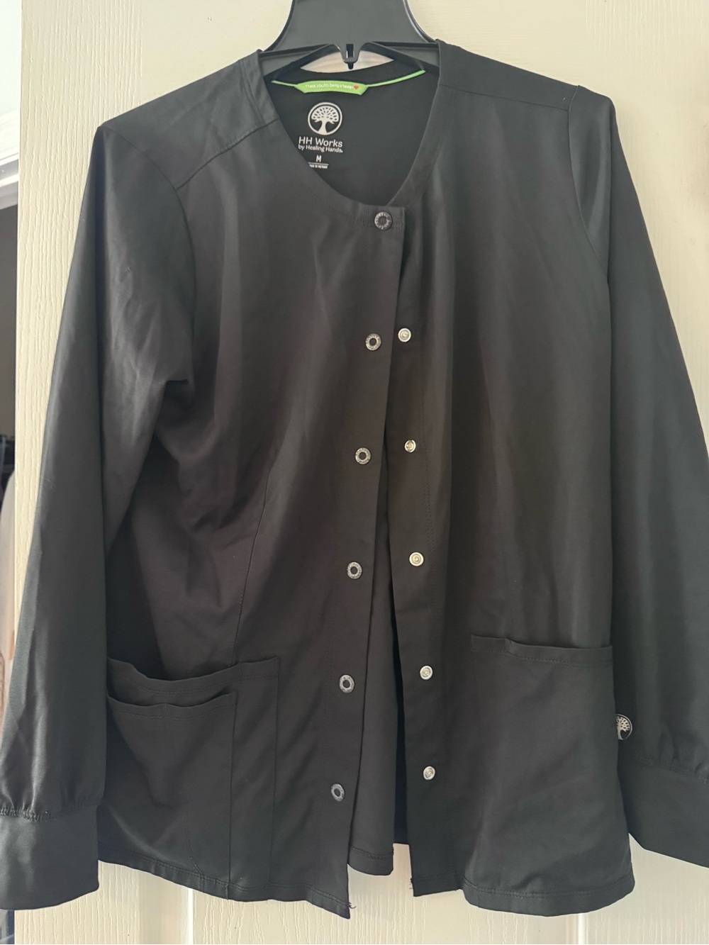 Women's Black Snap scrub Jacket